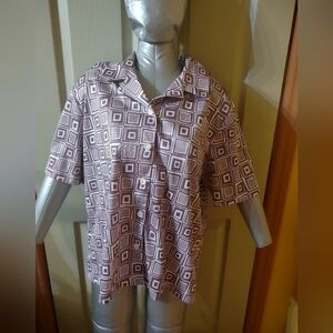 Blair Women's Top Button up Short Sleeve Shirt Blouse Size Large